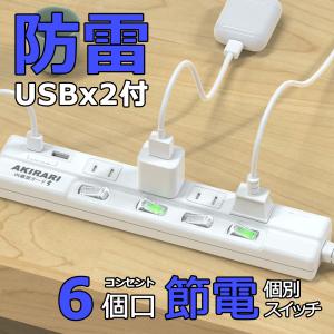 電源タップ コンセント USB/Type-C付き 6個口 1m 個別スイッチ ほこり防止 延長コード ゲーブル アダプター対応 スイングプラグ 回転 節電 過熱保護 ゲーブル