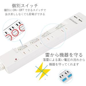 電源タップ 雷ガード usb付 スマホ充電 コ...の詳細画像4