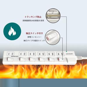 電源タップ 無灯タイプ 2m 6個口 独立スイ...の詳細画像4