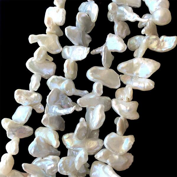 淡水パール （バロック ビワ） 大きさ 約2.5〜8×8〜14mm 穴径 約0.4〜0.5mm 半連...