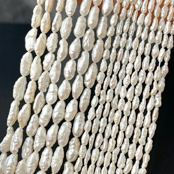 淡水パール（ライス　ライスバロック　ロングライス）大きさ　約8.5〜9×4.5〜5mm穴径　約0.4...