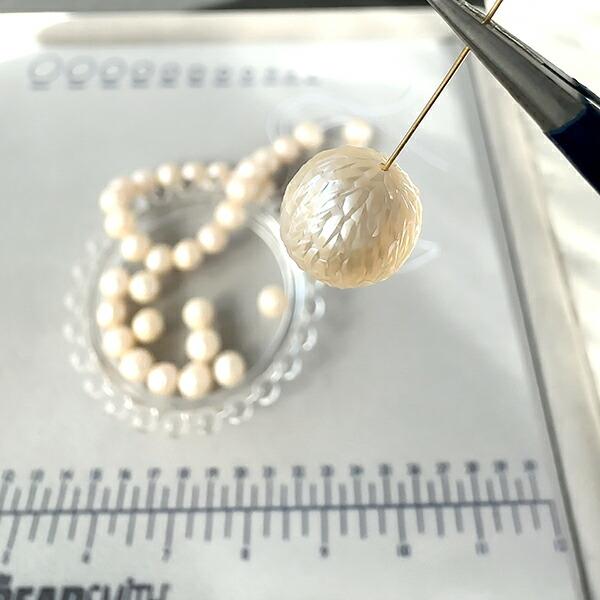 淡水パール （ラウンドカット） 大きさ 約11〜12.5mm 穴径 約0.5〜0.6mm 1個