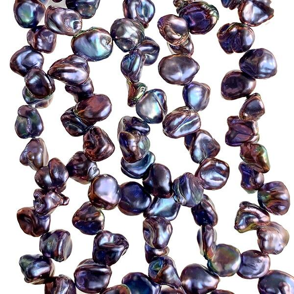 淡水パール （ケシ チップ） ブルー 大きさ 約7〜8×8〜9mm 穴径 約0.4〜0.5mm 1連...