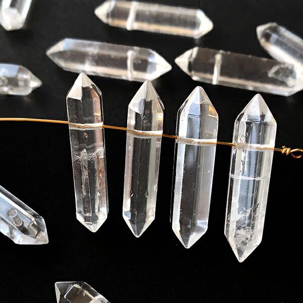 天然石クリスタル（ダブルポイント　両剣水晶）大きさ　約6.5〜7×27〜30mm穴径　約0.7mm1...