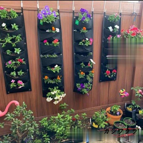 ガーデニング プランター 縦型 壁掛け 植木鉢 7ポケット 100×30cm