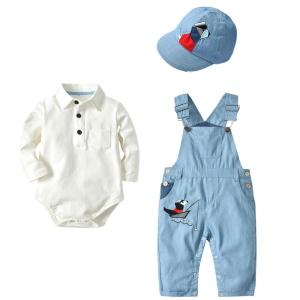 セットアップ 上下3点セット コーディネート 帽子 シャツ サロペット オーバーオール ボディ服 新生児 キッズ 子供服 女の子 男の子｜cosmos-wumf