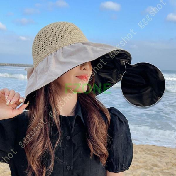 バイザー UVカット 帽子 レディースハット 小顔効果 春夏 完全遮光 つば広 飛びにくい 紫外線対...