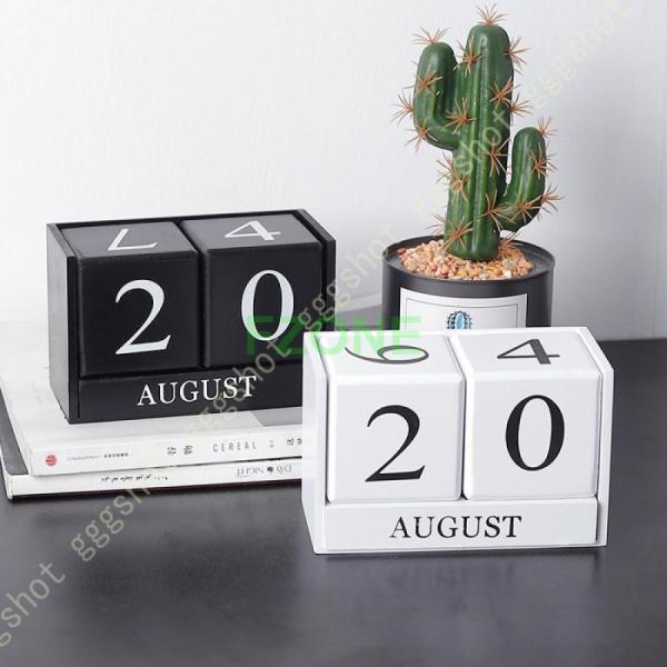 木製カレンダー 日めくり 卓上カレンダー アンティーク 万年カレンダー  面白いデスク装飾品 エレガ...