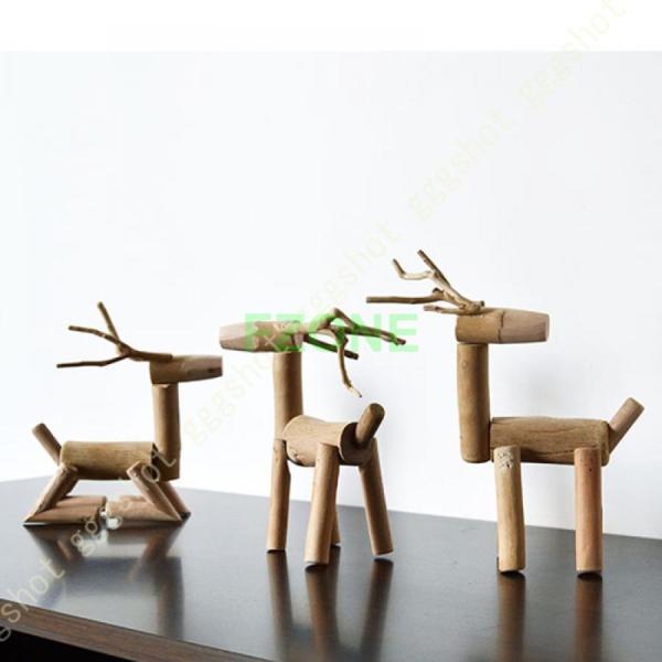雑貨 家の装飾 木彫り 木製オブジェ 置物 面白い オシャレなインテリア 鹿の木製彫刻 子供 プレゼ...