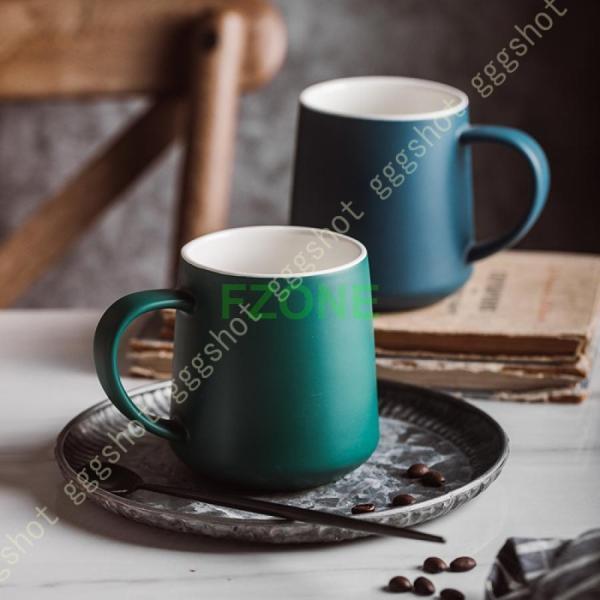 マグカップ 保温 大容量 蓋つき シンプル コーヒーマグ カップ マグ 北欧 無地 釉薬 スプーン付...