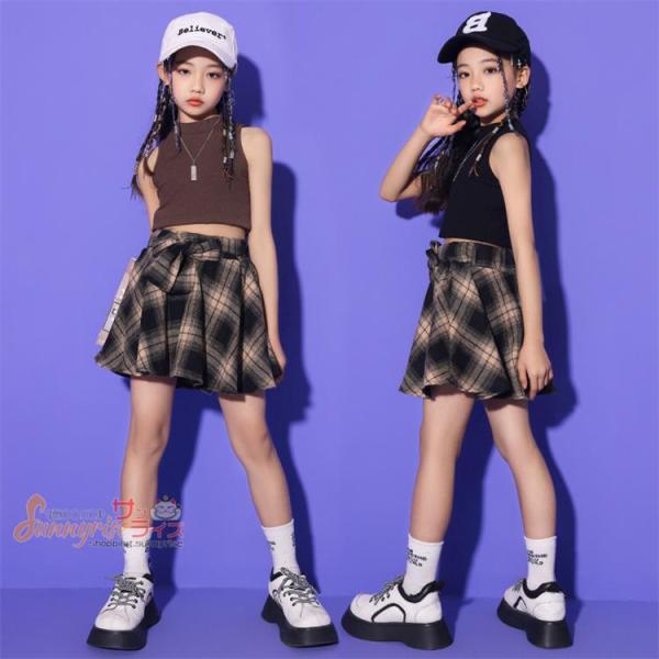 キッズダンス衣装 チアガール セットアップ ヒップホップ ガールズ スカート 子供服 パーカー ノー...