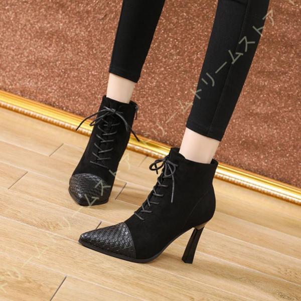 ブーツ ショートブーツ ブーティ ハイヒール9cm ショートブーツ Heel boots 細ヒール ...