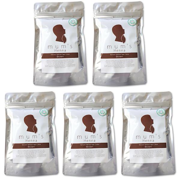 送料無料商品 ポイント10倍 5袋セット マムズヘナ ブラウン ヘアカラー 白髪染め 100g×5袋...