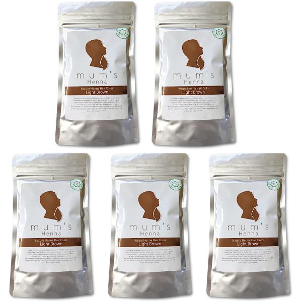 送料無料商品 ポイント10倍 5袋セット マムズヘナ ライトブラウン ヘアカラー 白髪染め 100g...