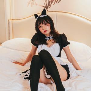 ハロウィン コスプレ　黒猫メイド服（大人用） ロリータ　Ｓ〜４Ｌサイズあり ４色展開 4点セット｜cosplay-outlet