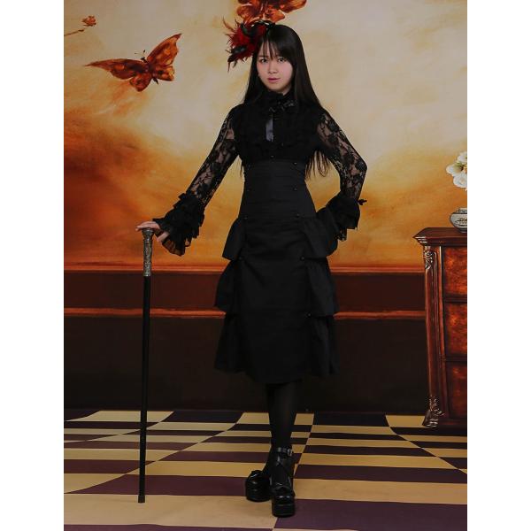 ゴスロリスカート　ロングスカート　ハイウェスト　ブラック　ロリィタスカート　キュート