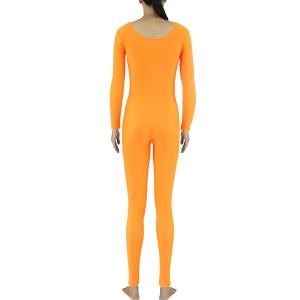 オレンジ ライクラ 連体タイツ 全身タイツ 大丸い襟