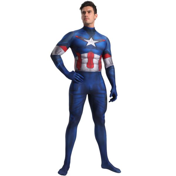 Captain America 全身タイツ　子供用　大人用　コスプレ衣装　柔らかい 弾力と伸縮性あり...