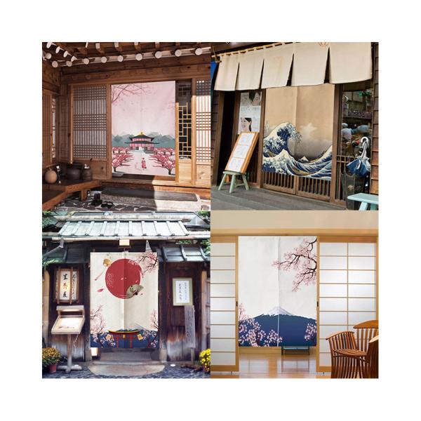 浮世絵　神奈川　間仕切りカーテン ドアカーテン おしゃれ ロングカーテン 出入り口 パーテーション ...