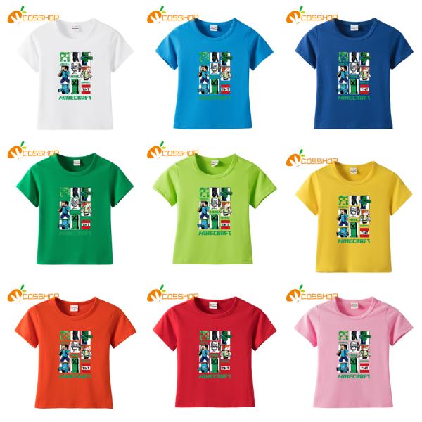 Minecraftマインクラフト　子供服　男の子　半袖　丸首Tシャツ　純綿