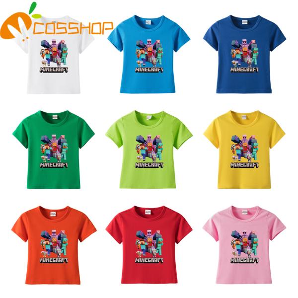 Minecraftマインクラフト　子供服　男の子　半袖　丸首Tシャツ　純綿