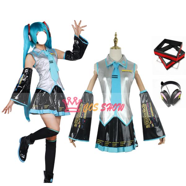 ボーカロイド VOCALOID 初音ミク 風 コスプレ衣装 cosplay エナメル革製 仮装 ウィ...