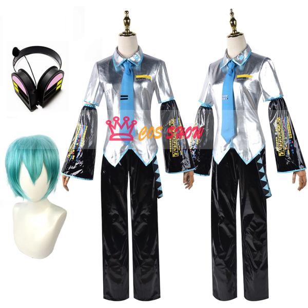 ボーカロイド VOCALOID2 初音ミクオ風 コスプレ衣装 cosplay エナメル革製 ウィッグ...