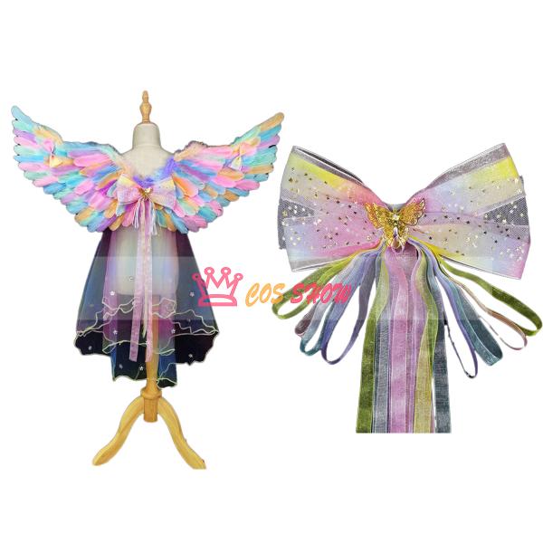 天使の羽 子供用 大人用 天使の翼 コスプレ道具 ユニコーン プリンセス 虹色 ウィング マント付き...