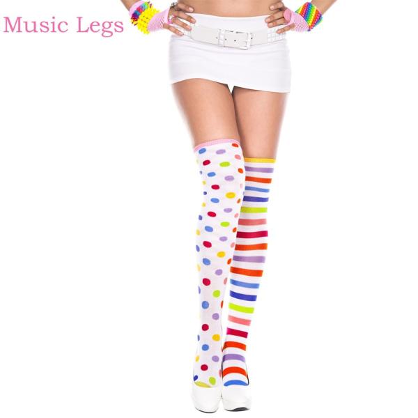 ミュージックレッグス Music Legs オーバーニー サイハイ 靴下 ストライプ ドット レイン...