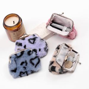 がま口ポーチ ヒョウ柄フェイクファーポーチ ミ...の詳細画像2