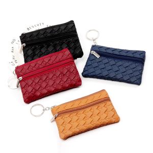 小銭入れ ミニポーチ PUレザー ミニ財布 コインケース ミニウォレット 二重ファスナー付き キーリング付き ランダム発送 (1ヶ)
