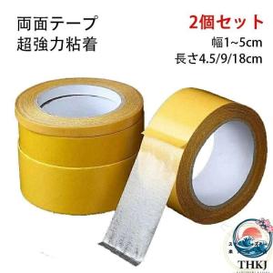 両面テープ 2 個セット 極 超強力 粘着テープ 剥がせる はがせる 透明 防水 張り替え あと残らない 便利 両面メッシュテープ ハイタック ガラス繊維 メッシュ 超