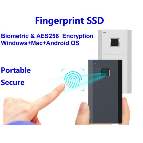 SSD外付け １TB 指紋認証 小型高速 モバイルストレージ USB-Type-C接続 ブラック 名...