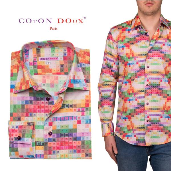 フランス 柄シャツ 長袖シャツ メンズ ブランド 総柄 キーボード ダンス アート インパクト 派手...