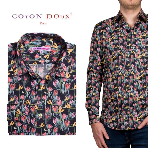 花フランス 柄シャツ エキゾチック サイケデリック フランス 柄シャツ メンズ 長袖 20代 30代...