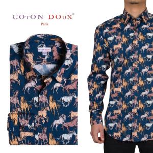 美品 コトンドゥ シャツ 派手柄 快適伸縮 綿98% M相当　ビール柄映え 美品 コトンドゥ シャツ 派手柄 快適伸縮 綿98% M相当 ビール柄