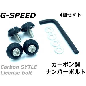 【G-SPEED】カーボン調ナンバーボルト4個セット 樹脂製 六角レンチ付属 ナンバープレートのドレスアップ カスタムに!! ライセンスボルト  PR-65｜cotraxjp