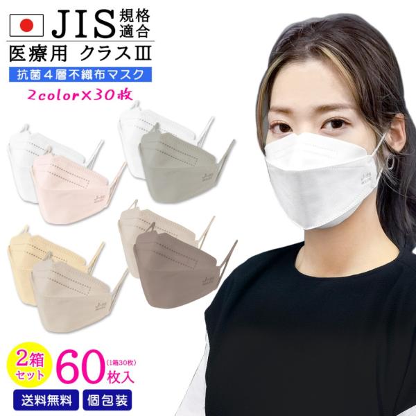 【２色セット合計６０枚】【J-95】【メーカー直営店】【JIS規格適合 医療用クラス３】4層構造 日...