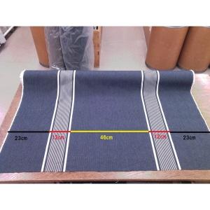 綿麻 ストライプ生地 紺(デニム ヘリンボーン）×白 : コットンハウス