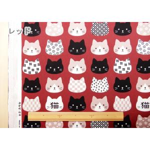 生地 猫柄 整列猫 オックス 布地 ねこ 和柄...の詳細画像2