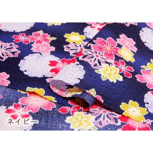 和柄 リップル生地 桜 子供 浴衣 甚平 花柄...の詳細画像3
