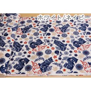 シーサー柄 生地 琉球柄 琉球 沖縄 ブロード...の詳細画像2
