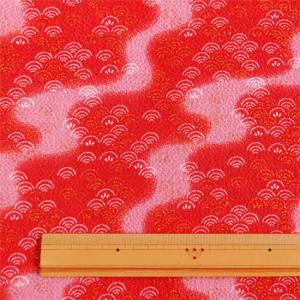 ちりめん 生地 金彩 はぎれ 和柄 かすみ青海...の詳細画像1