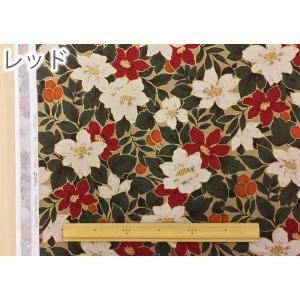 花柄 生地 和柄 綿 布 綿 ツイル 赤 青 ...の詳細画像1