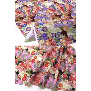 シーチング 金彩プリント 艶麗花扇(単位50cm)の詳細画像4