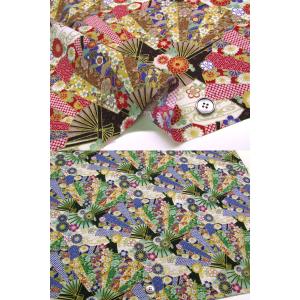 シーチング 金彩プリント 艶麗花扇(単位50cm)の詳細画像5