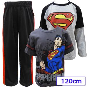 送料無料 SUPERMAN スーパーマン アメコミ DCコミック 子供服 キッズ セットアップ 上下セット スウエット ジャージ 6歳 120cm｜couchetot-for-child