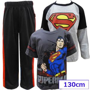 送料無料 SUPERMAN スーパーマン アメコミ DCコミック 子供服 キッズ セットアップ 上下セット スウエット ジャージ 7歳 130cm｜couchetot-for-child