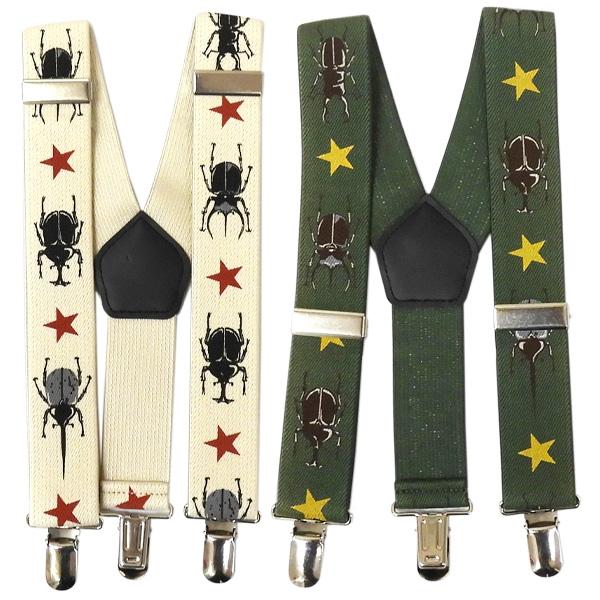 送料無料 KF キッズフォーレ ベビー キッズ サスペンダー 吊バンド カブトムシ カブト虫 ベージ...