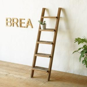 おしゃれ 木製 飾りはしご 5段 飾り棚 アンティーク プリント入り 日本
